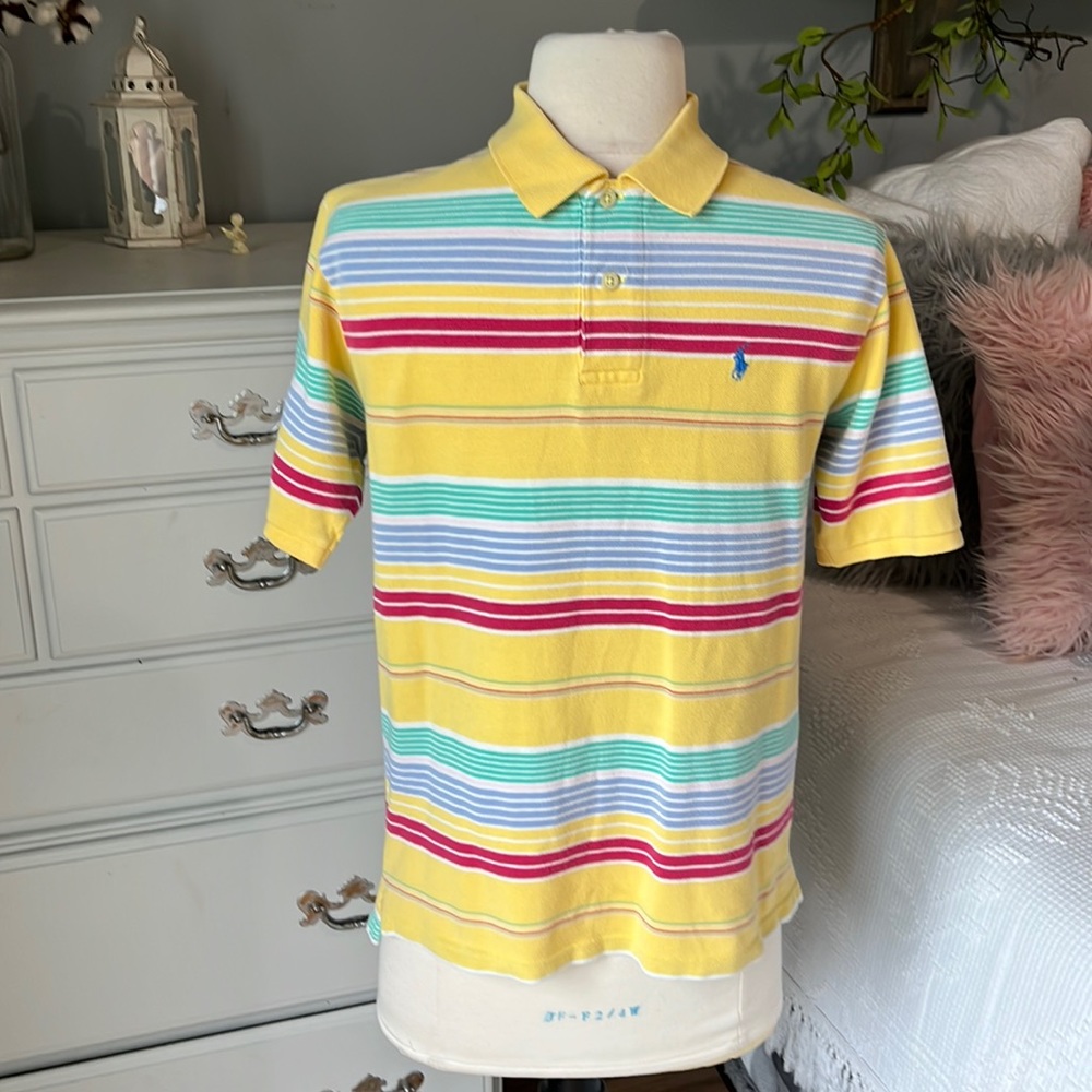 Polo Ralph Lauren boys M 10/12 short sleeve shirt Yellow Stripe